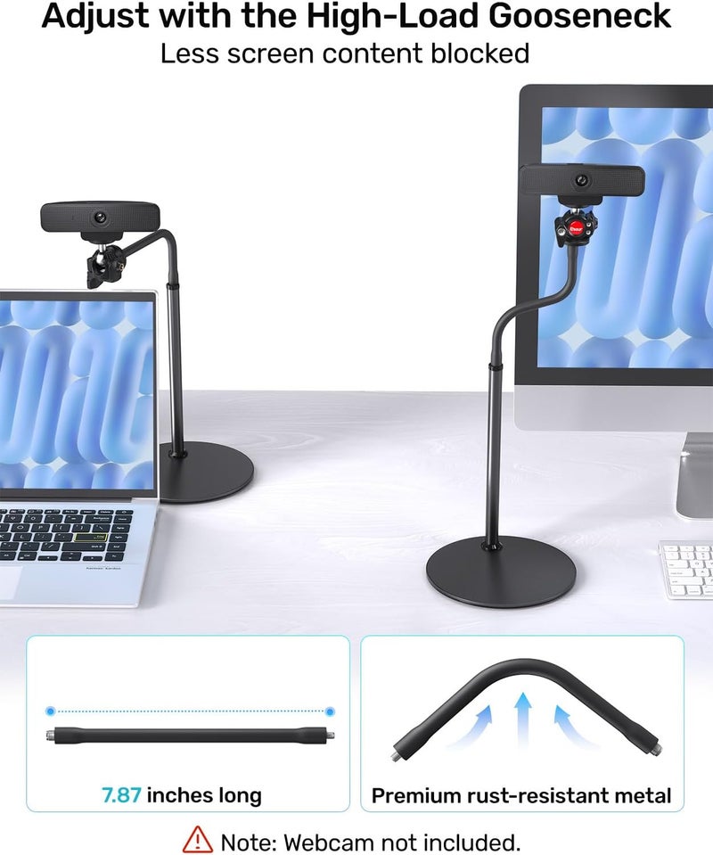 Etour Webcam Stand for Desk, Upgraded Gooseneck Web Camera Tripod & 360° Swivel Ballhead for Logitech Webcam C922 C930 C930e C920 C920s C920x C960 C615 BRIO NexiGo N60 with 1/4" Thread - Image 3